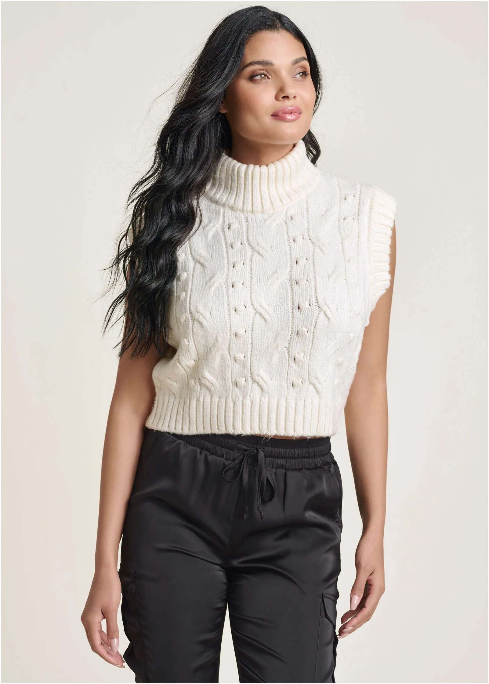 Cable Knit Sweater - Off White sold by VENUS