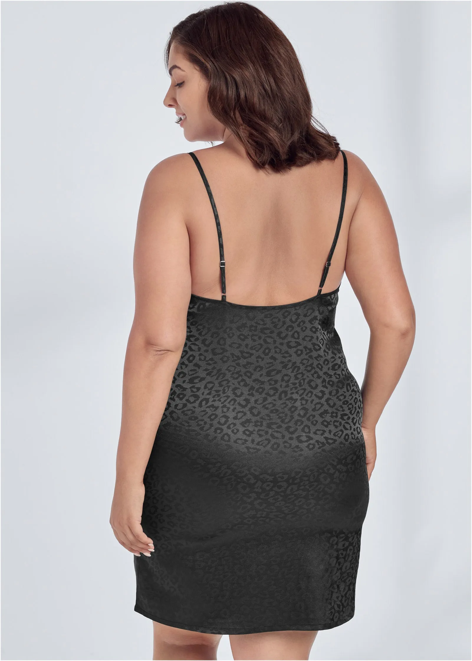 Jacquard Satin Chemise - Midnight Cat sold by VENUS product image thumbnail 5