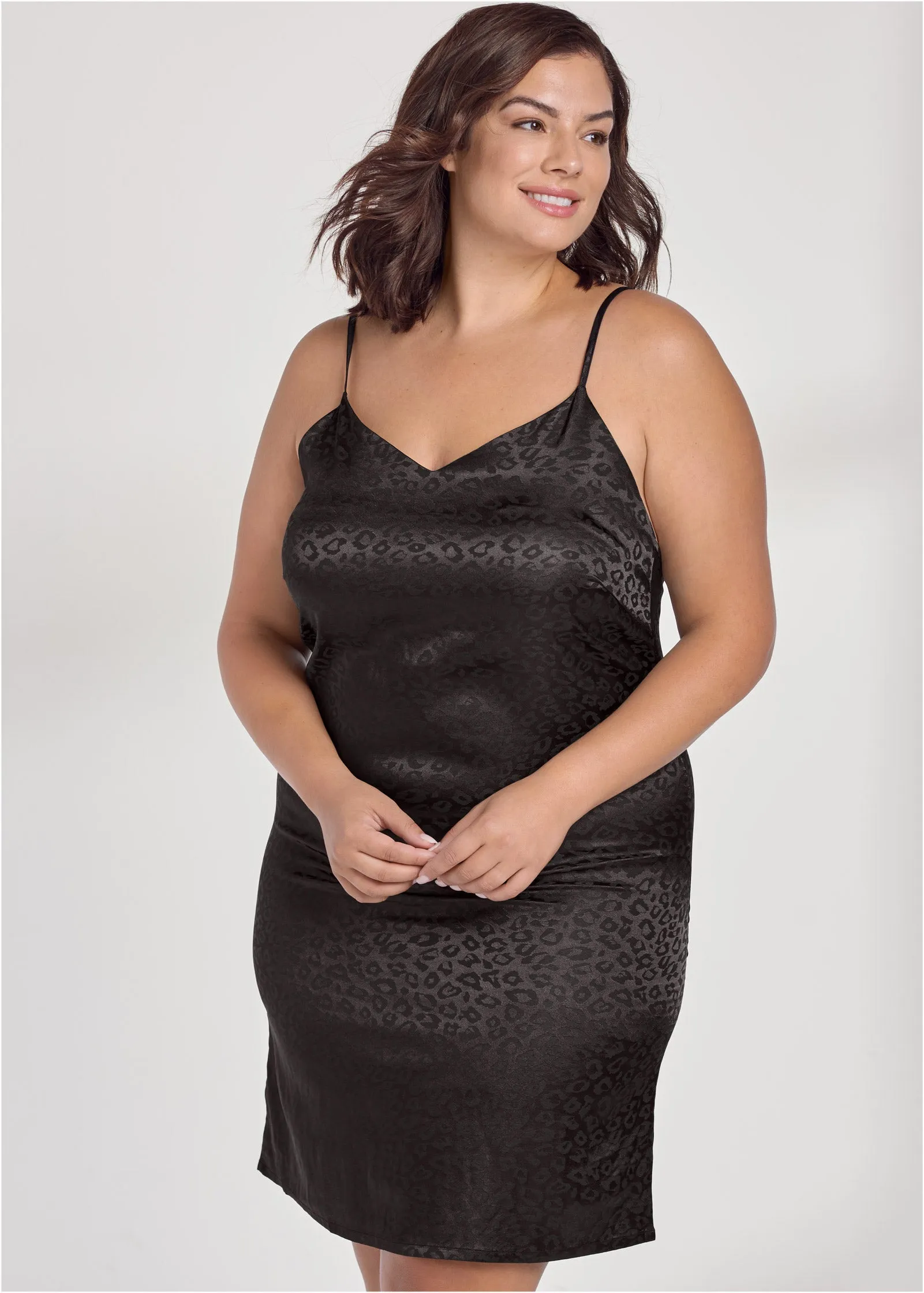 Jacquard Satin Chemise - Midnight Cat sold by VENUS product image thumbnail 4