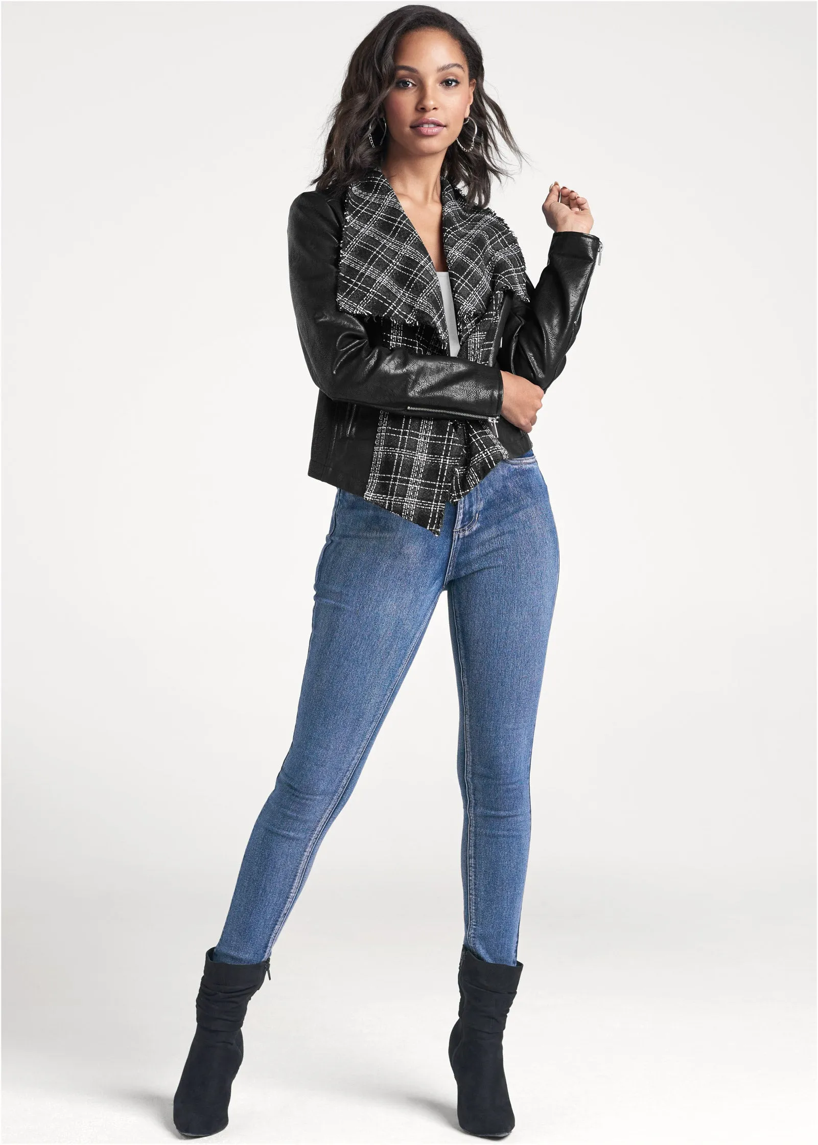 Fauth Leather And Tweed Jacket - Black Multi sold by VENUS product image thumbnail 2