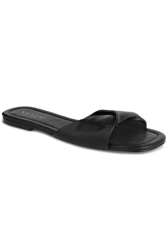 Twist Flat Sandal - Black sold by VENUS