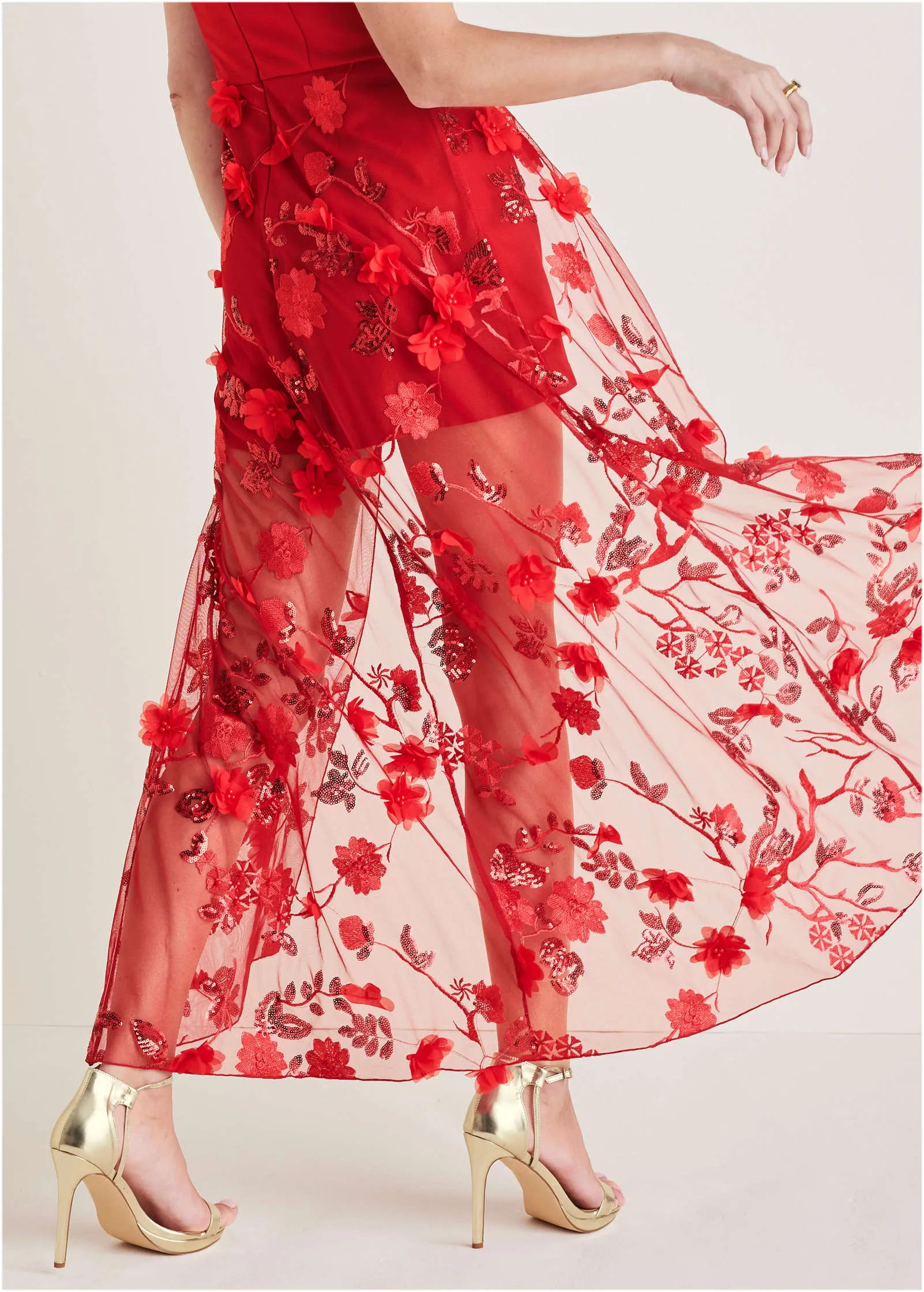 Lace overlay romper - Equestrian Red sold by VENUS product image thumbnail 3