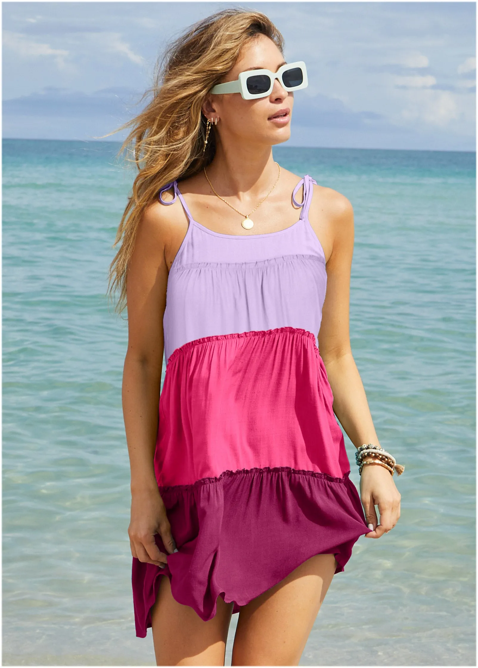 Tiered Cover-Up Dress - Pink Aurora sold by VENUS