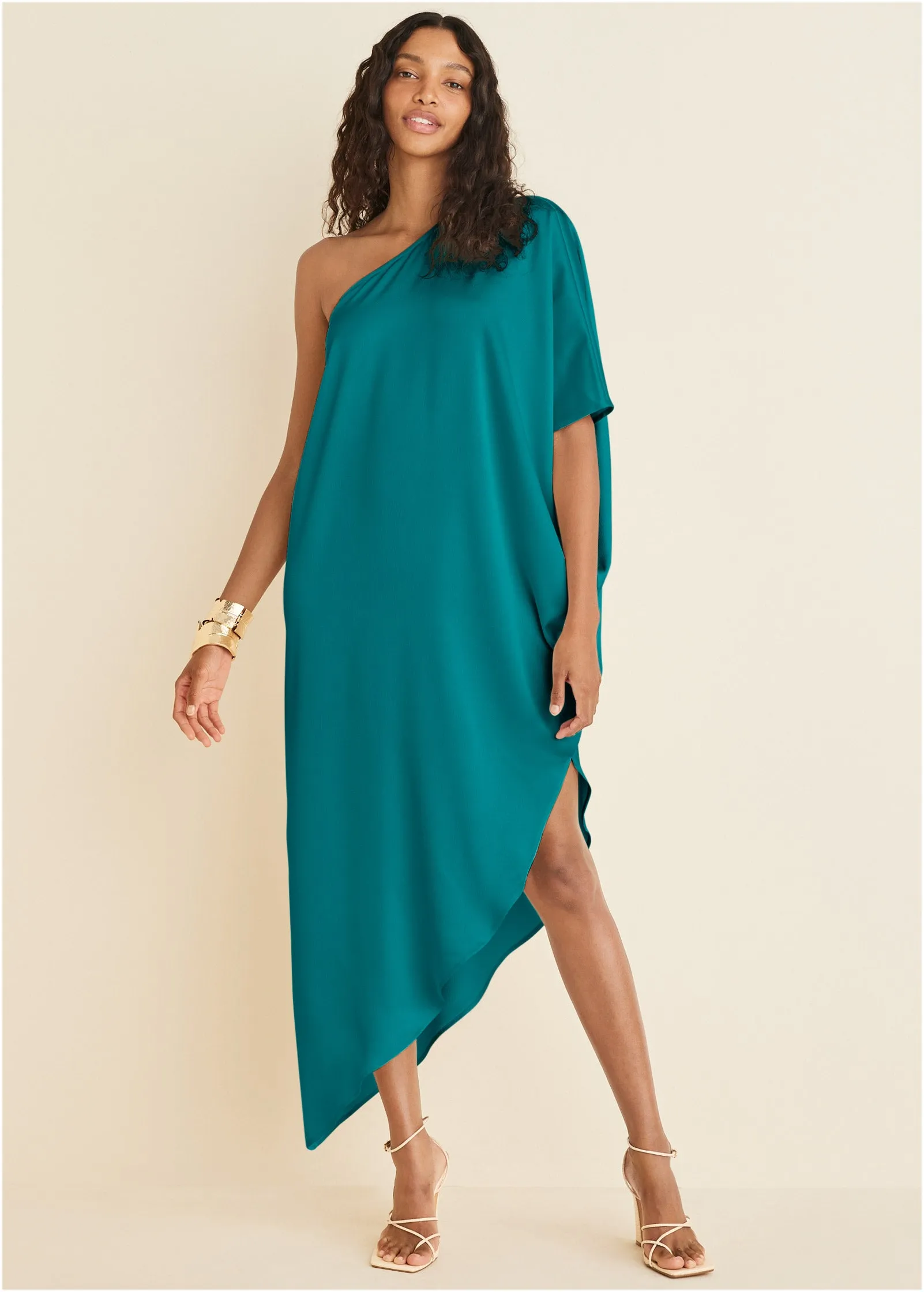 One-Shoulder Kaftan Dress - Teal sold by VENUS