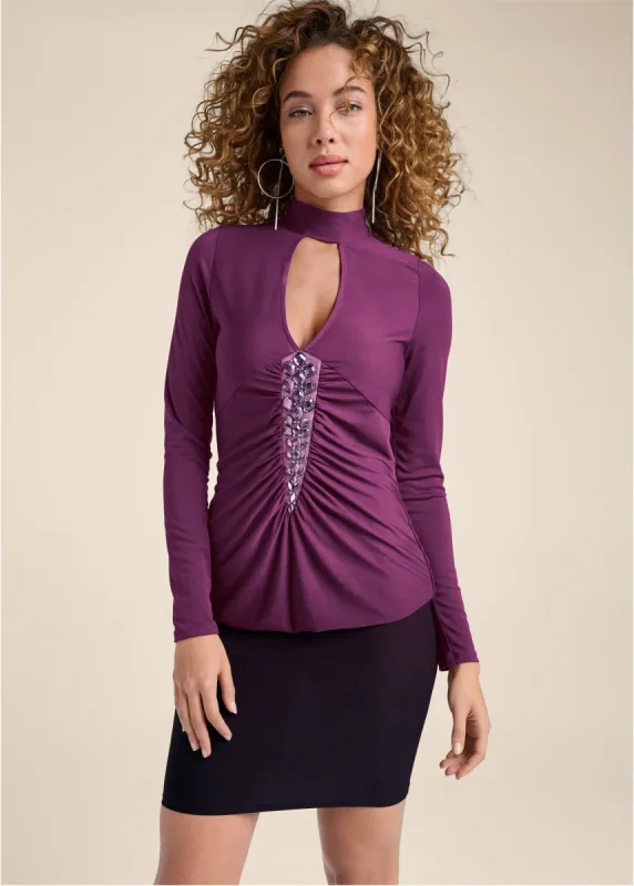 Embellished Mini Dress - Purple sold by VENUS