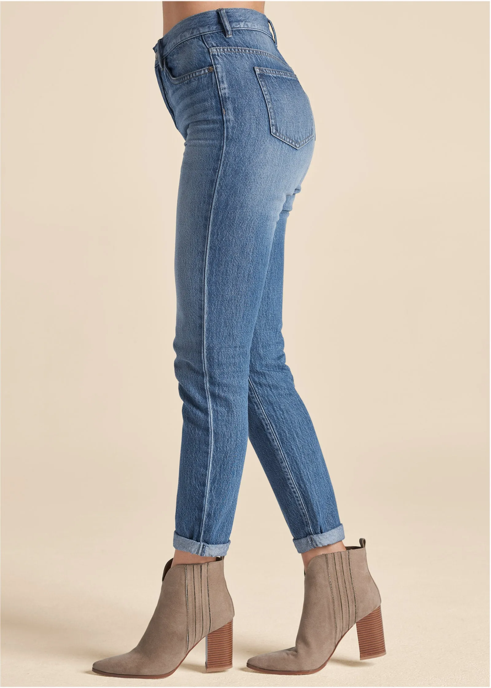 Relaxed Straight Jeans With Cuff - Medium Wash sold by VENUS product image thumbnail 3