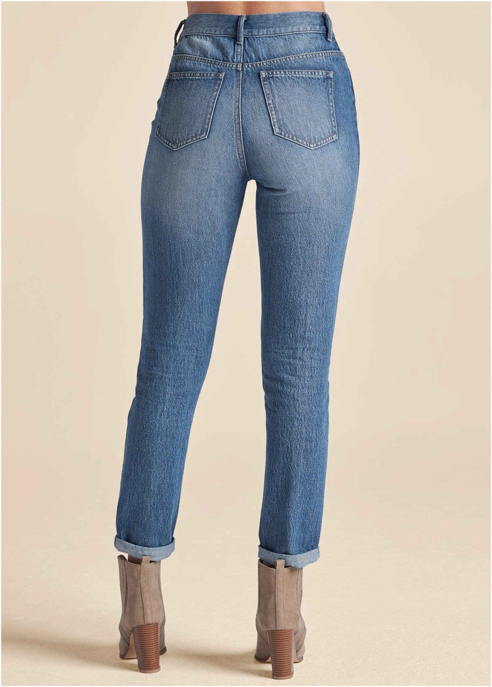 Relaxed Straight Jeans With Cuff - Medium Wash sold by VENUS product image thumbnail 2