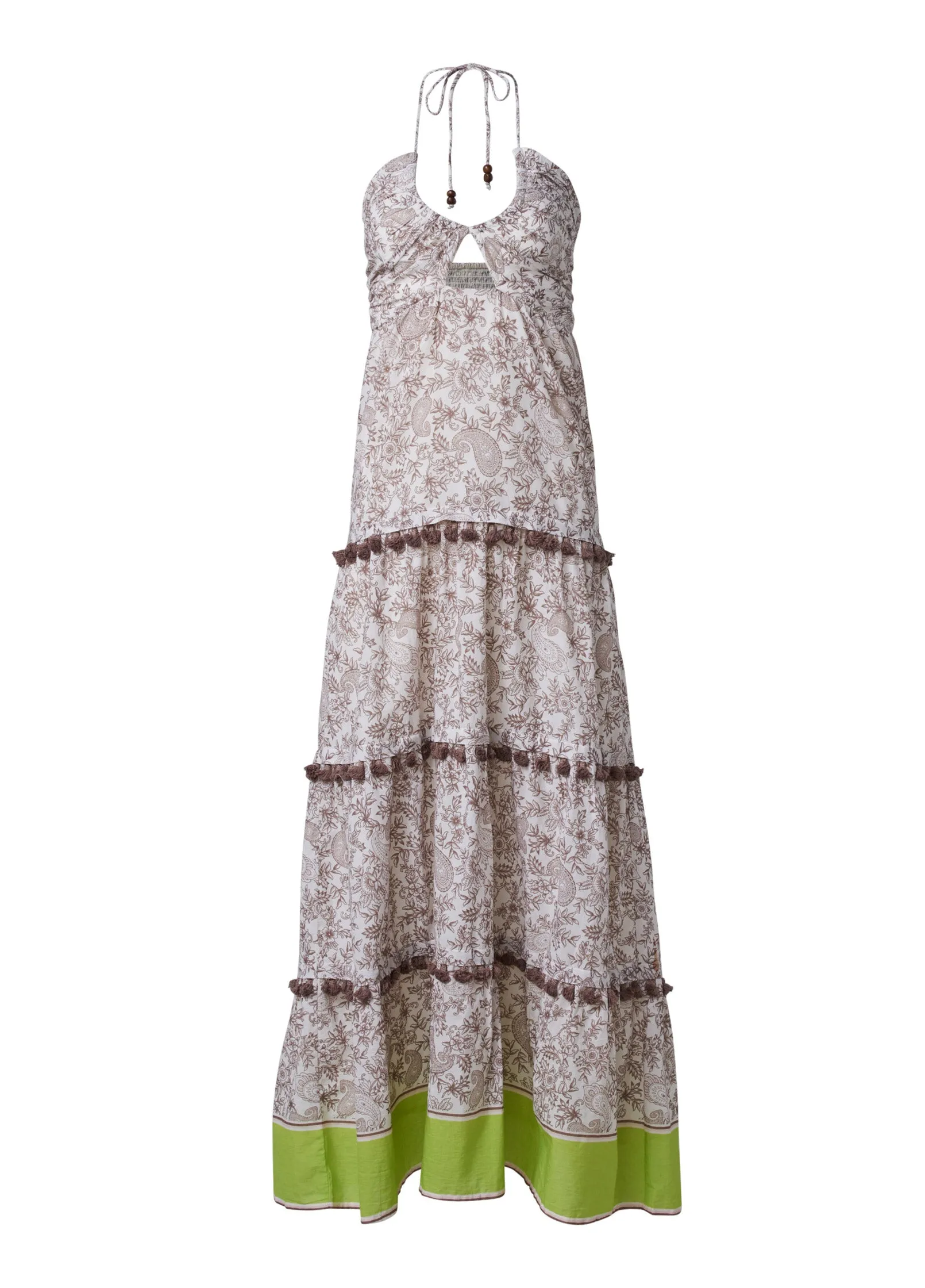 Tiered Tassel Maxi Dress - Brown & Green sold by VENUS product image thumbnail 5