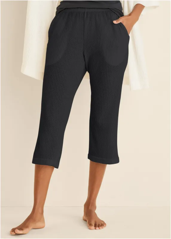 Cozy Waffle Crop Pant - Black sold by VENUS