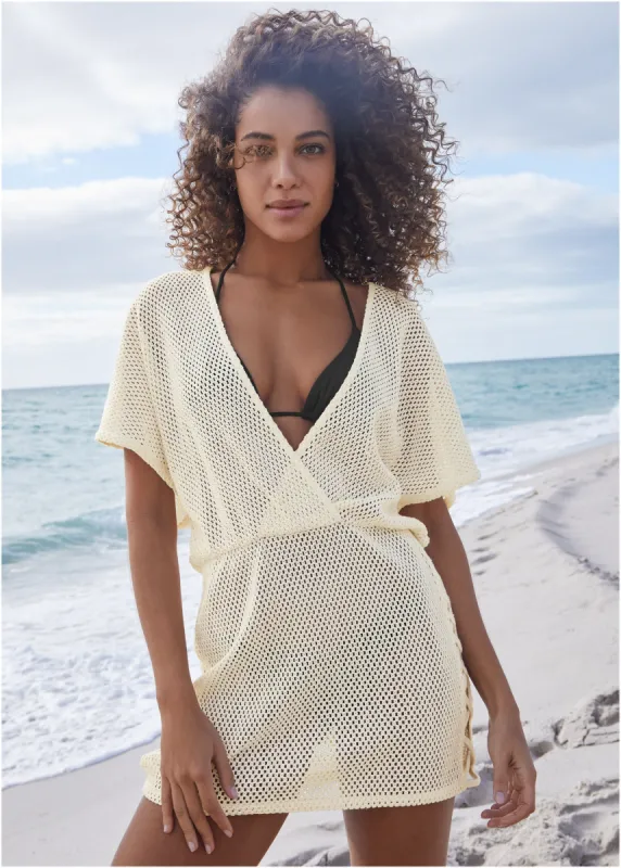 Crochet Cover-Up Dress - Cream sold by VENUS