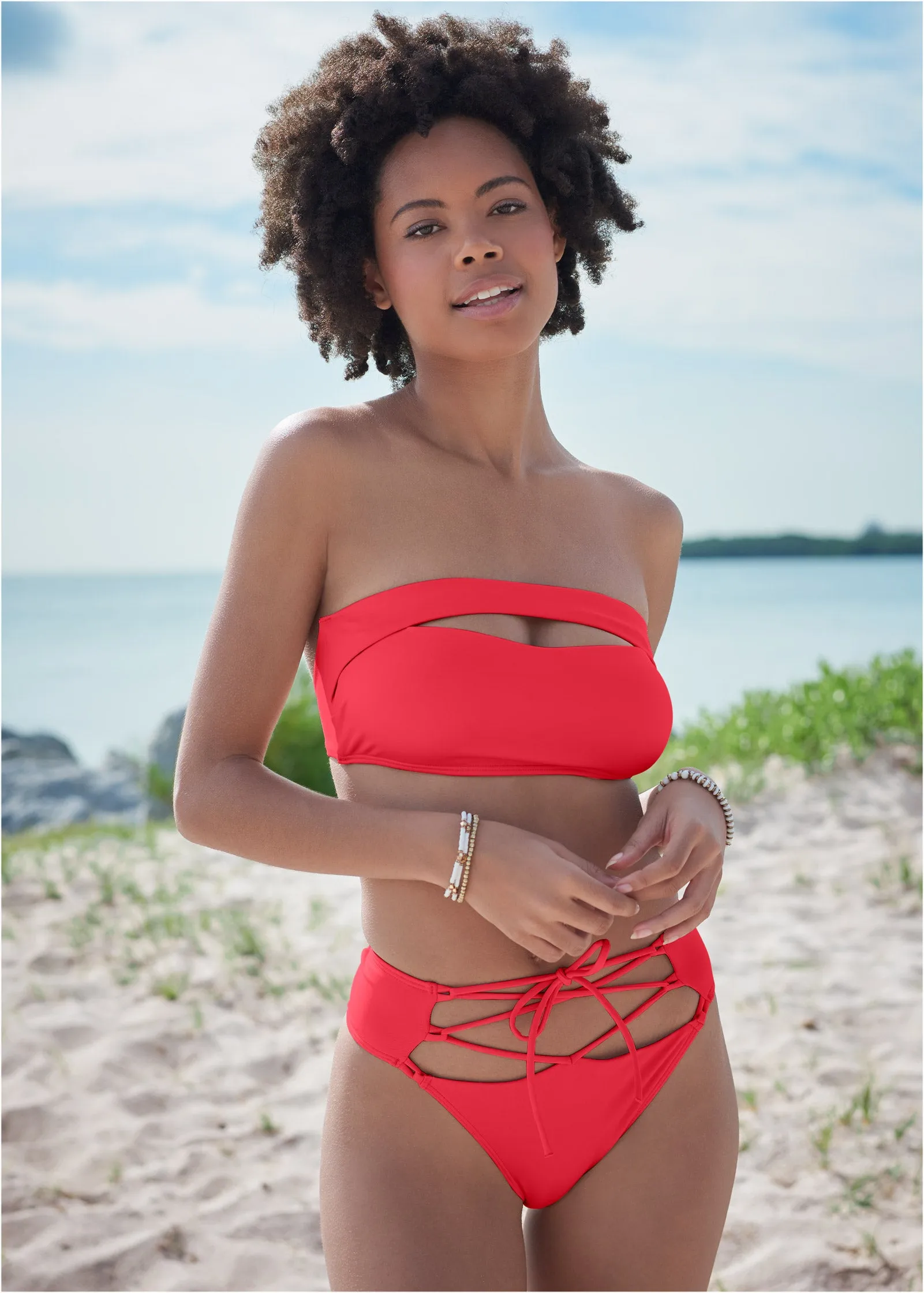 Lace-Up Bottom - Rosey Red sold by VENUS