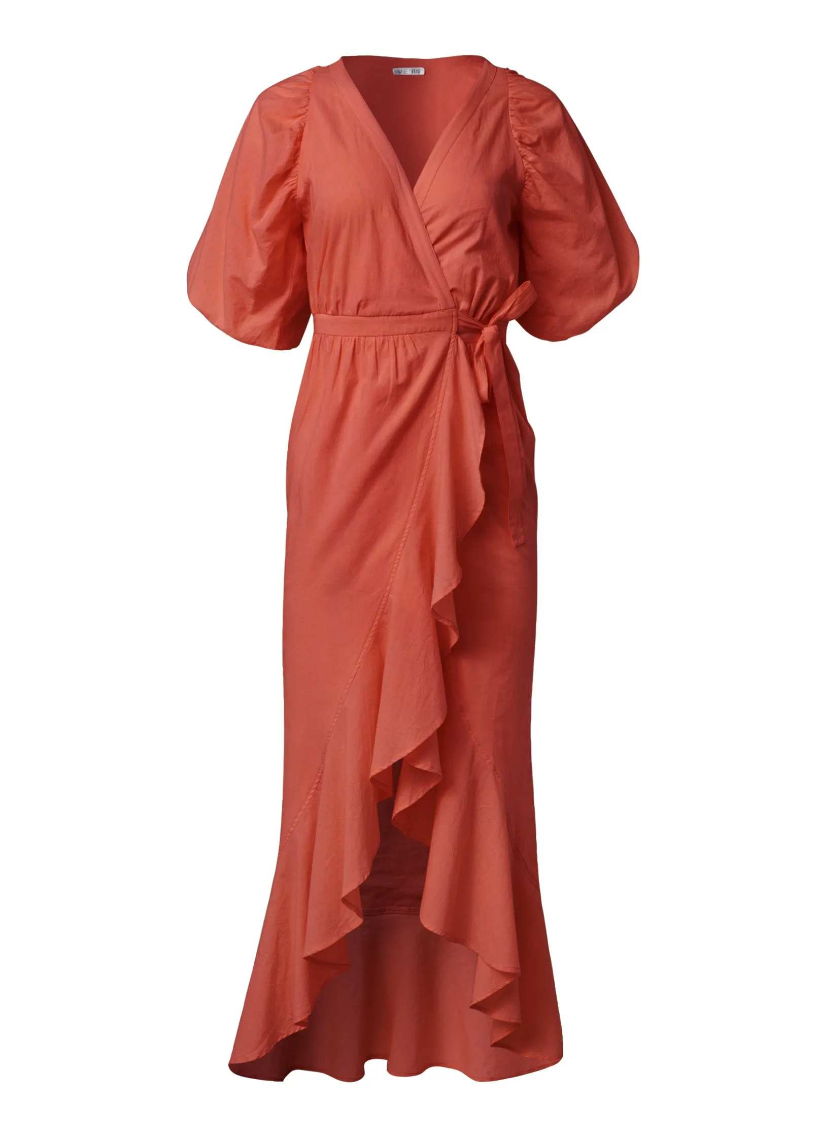 Ruffle Wrap Maxi Dress - Burnt Orange sold by VENUS product image thumbnail 5