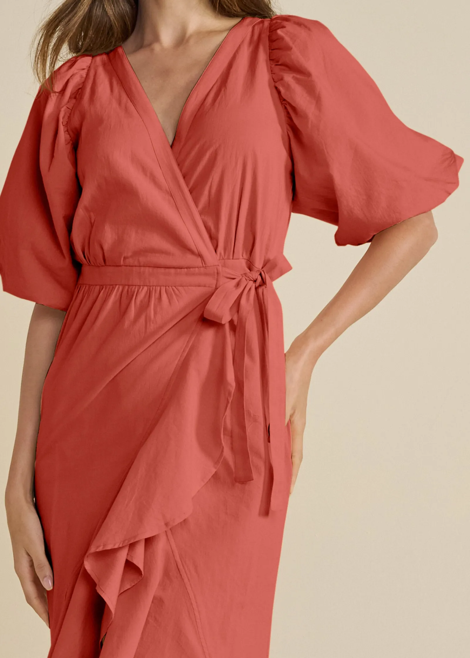 Ruffle Wrap Maxi Dress - Burnt Orange sold by VENUS product image thumbnail 3