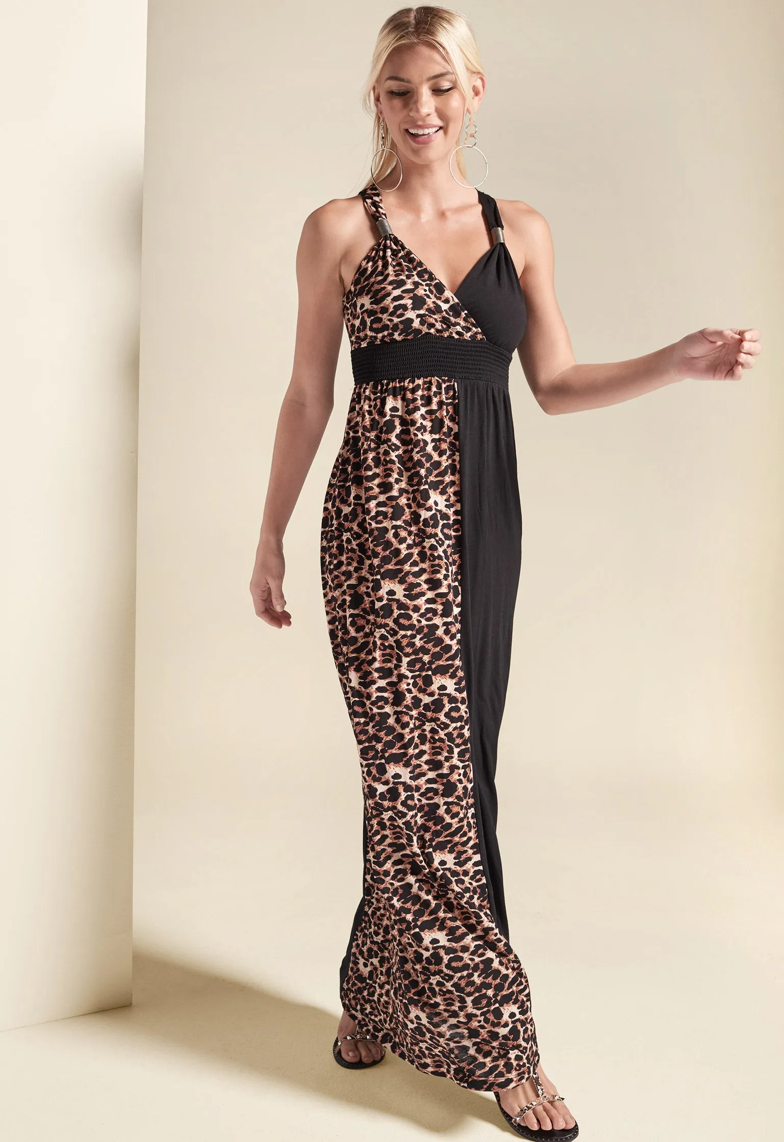 Leopard Detail Maxi Dress - Black Multi sold by VENUS