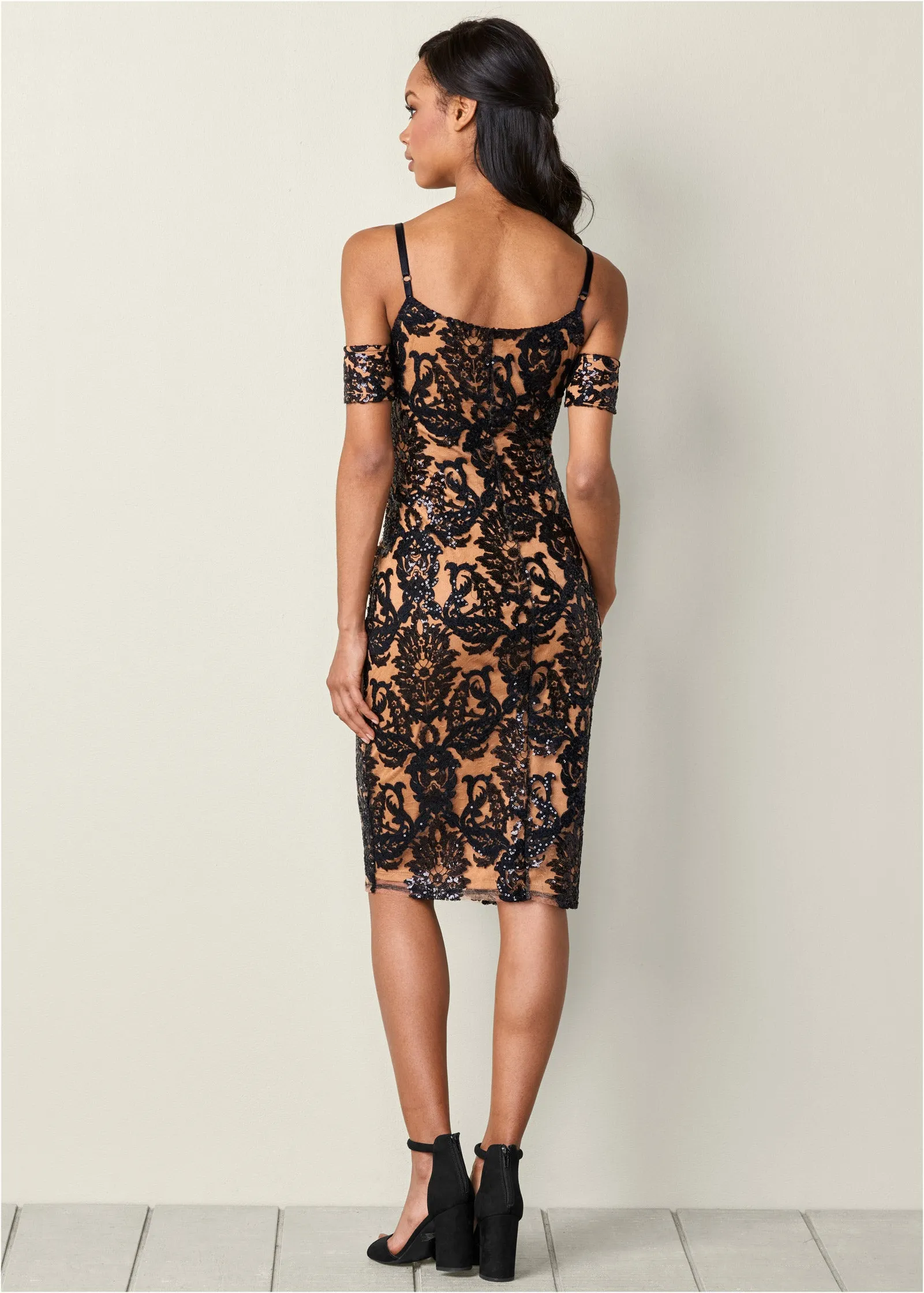 Sequin Cold-Shoulder Dress - Black Multi sold by VENUS product image thumbnail 2