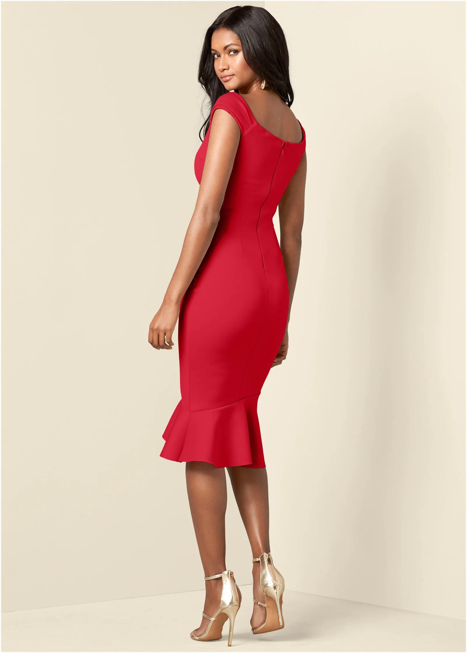 Ruffle Detail Dress - Red sold by VENUS product image thumbnail 2