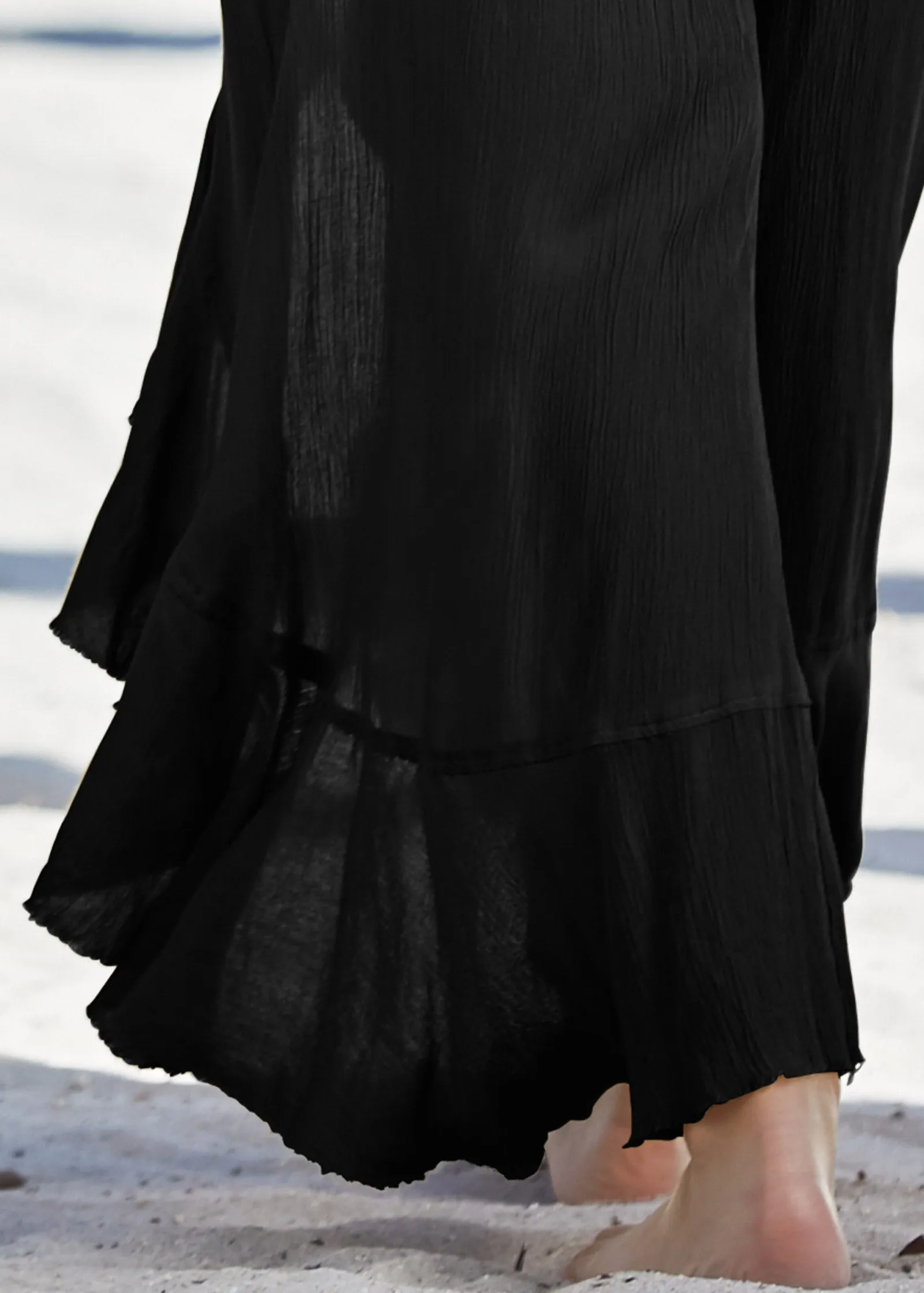 Ruffled Flowy Cover-Up Pants - Black sold by VENUS product image thumbnail 5