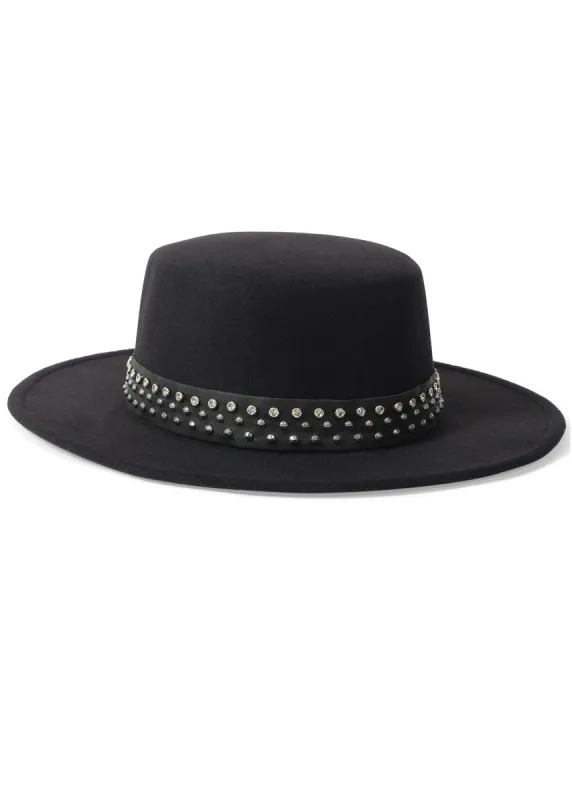 Embellished Grommet Hat - Black sold by VENUS