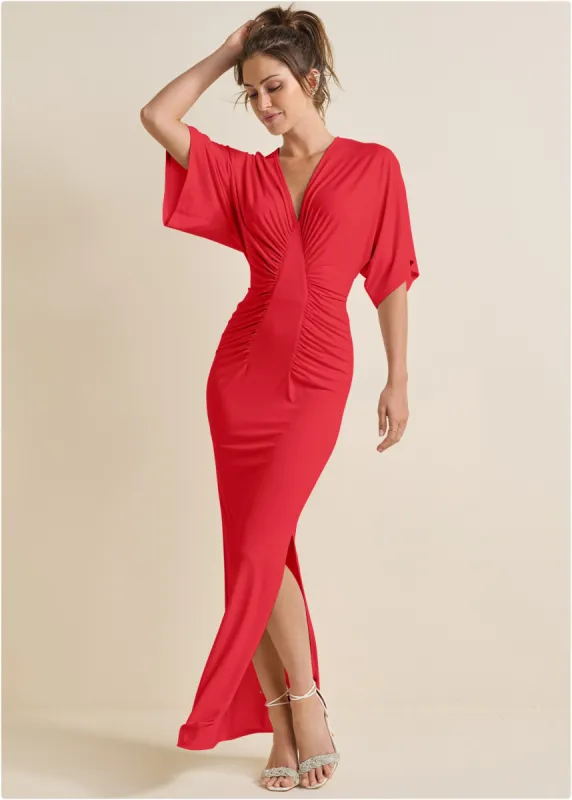 Drape Sleeve Maxi Dress - Red sold by VENUS