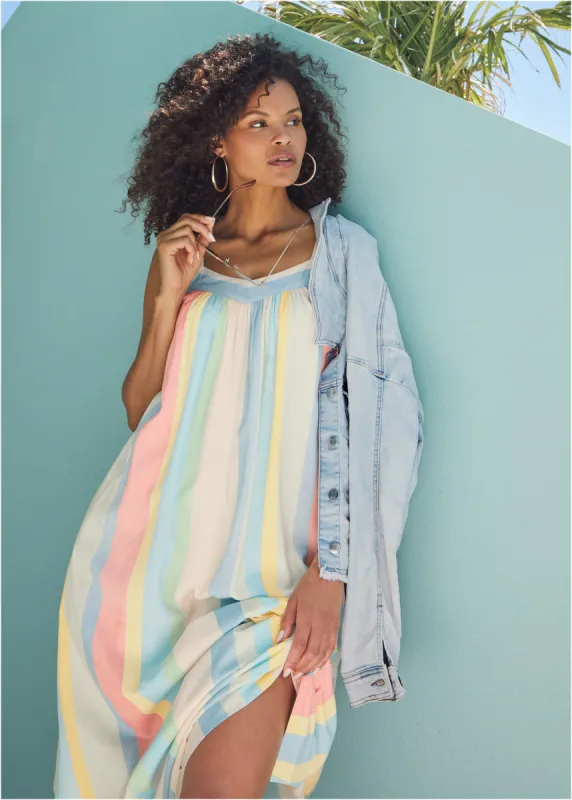 V-Neck Maxi Dress - Boardwalk Stripe sold by VENUS