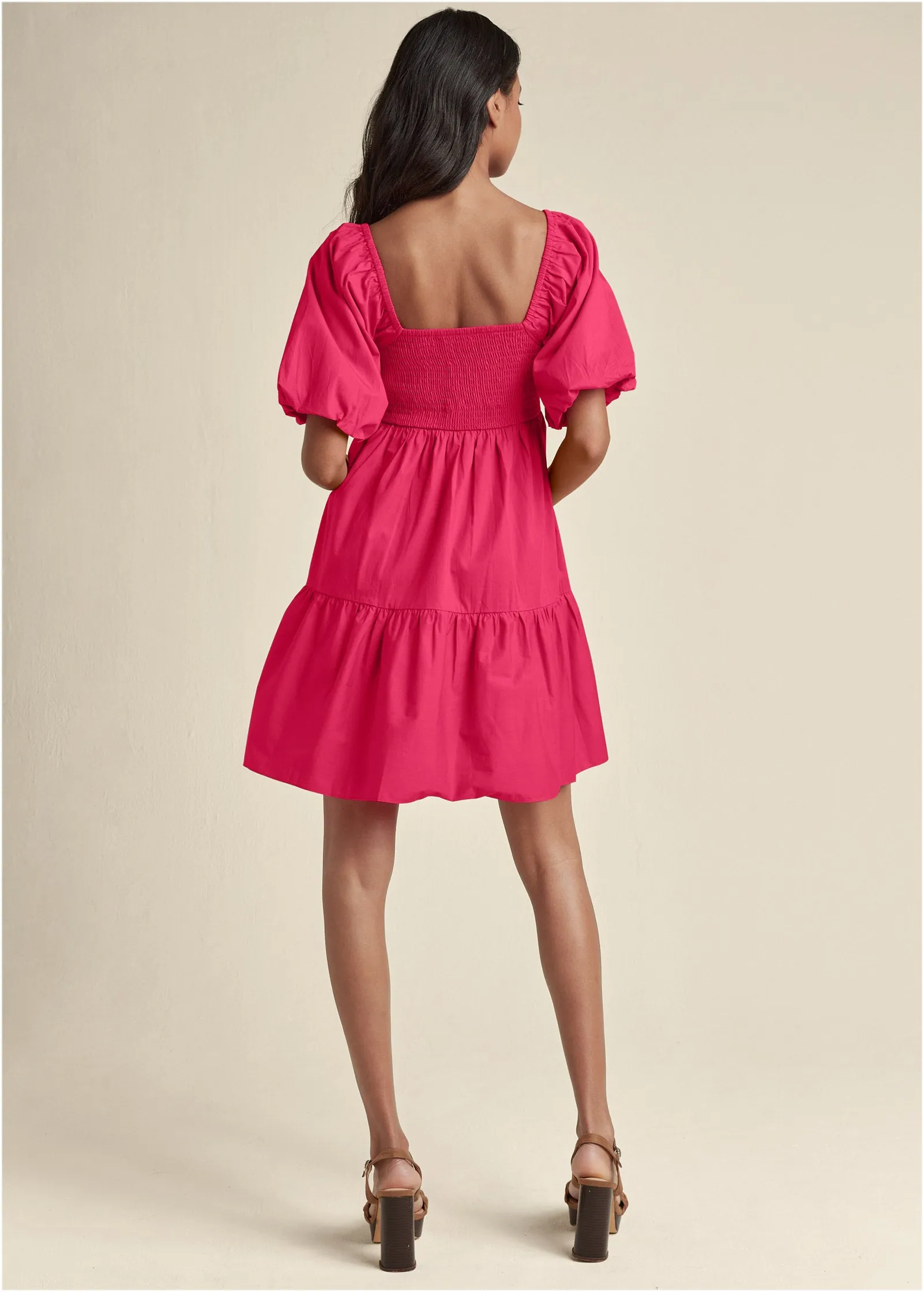 Puff Sleeve Mini Dress - Azalea sold by VENUS product image thumbnail 3