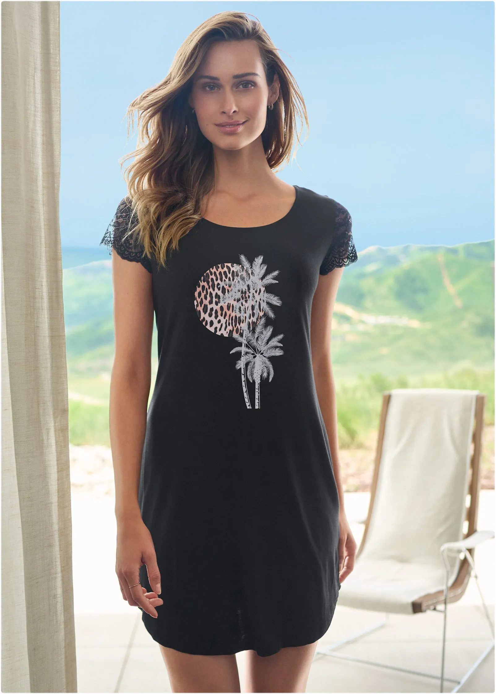 Lace Sleeve Graphic Nightie - Flirty Cheetah sold by VENUS product image thumbnail 5