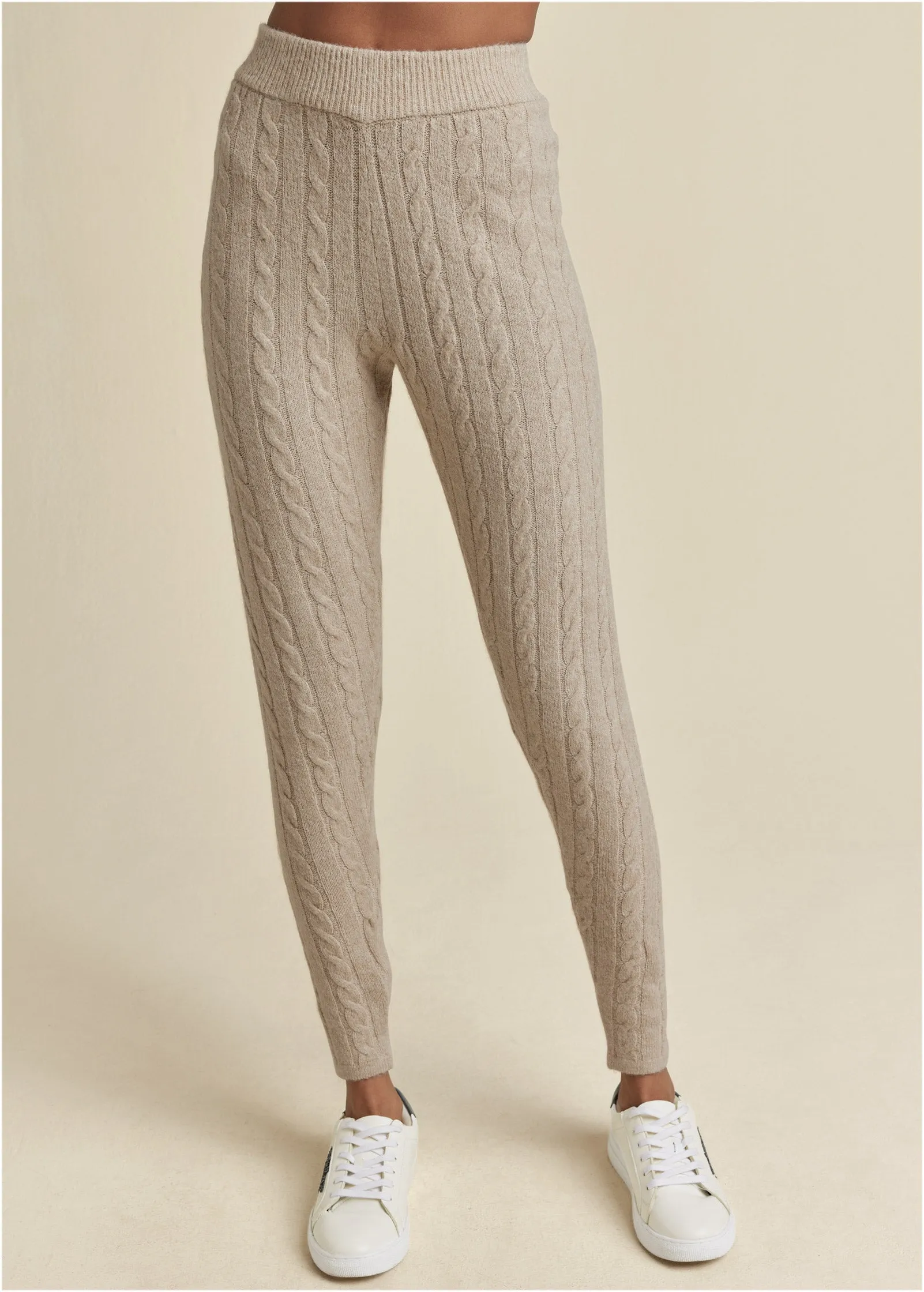 Cable Knit Leggings - Oatmeal Heather sold by VENUS