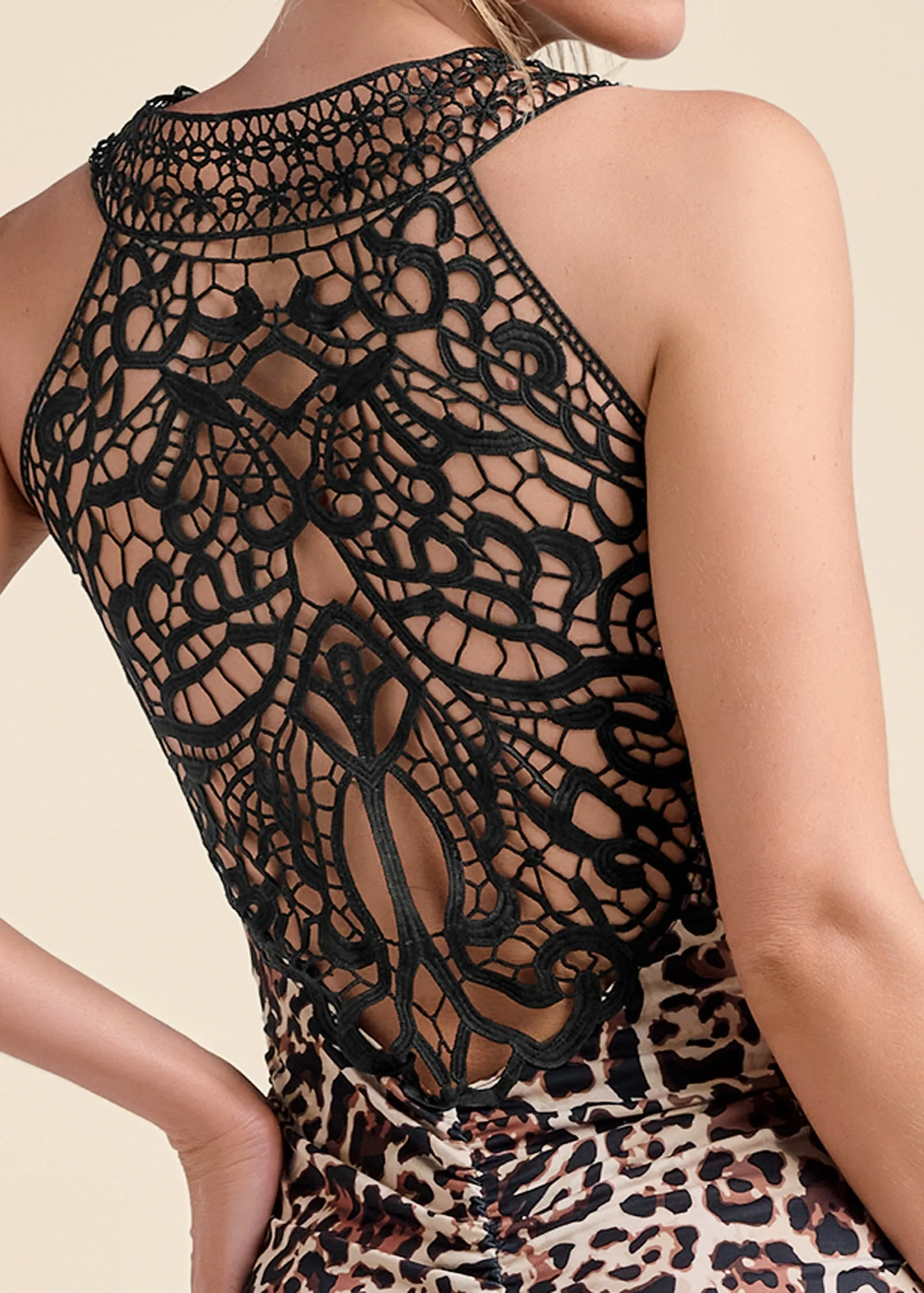 Crochet Back Leopard Dress - Off White Multi sold by VENUS product image thumbnail 4