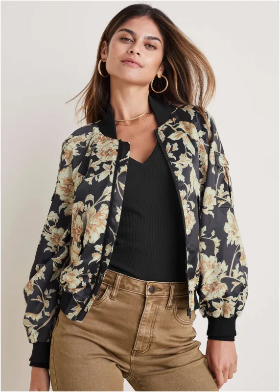 Matte Satin Bomber - Nouveau Roses sold by VENUS