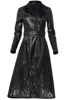 Faux Leather And Lace Detail Trench Coat - Black sold by VENUS