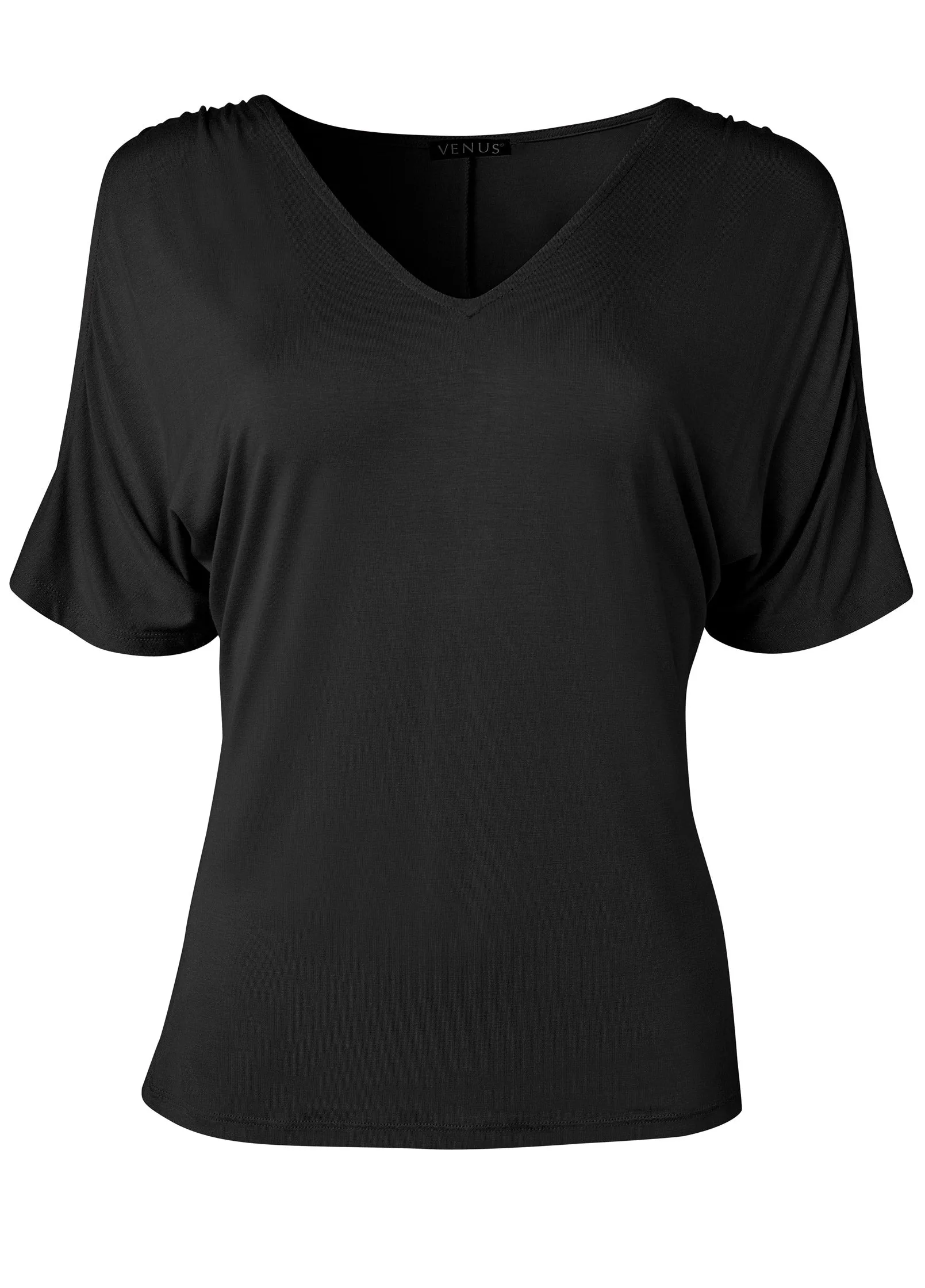 Cold-Shoulder V-Neck Top - Black sold by VENUS product image thumbnail 4