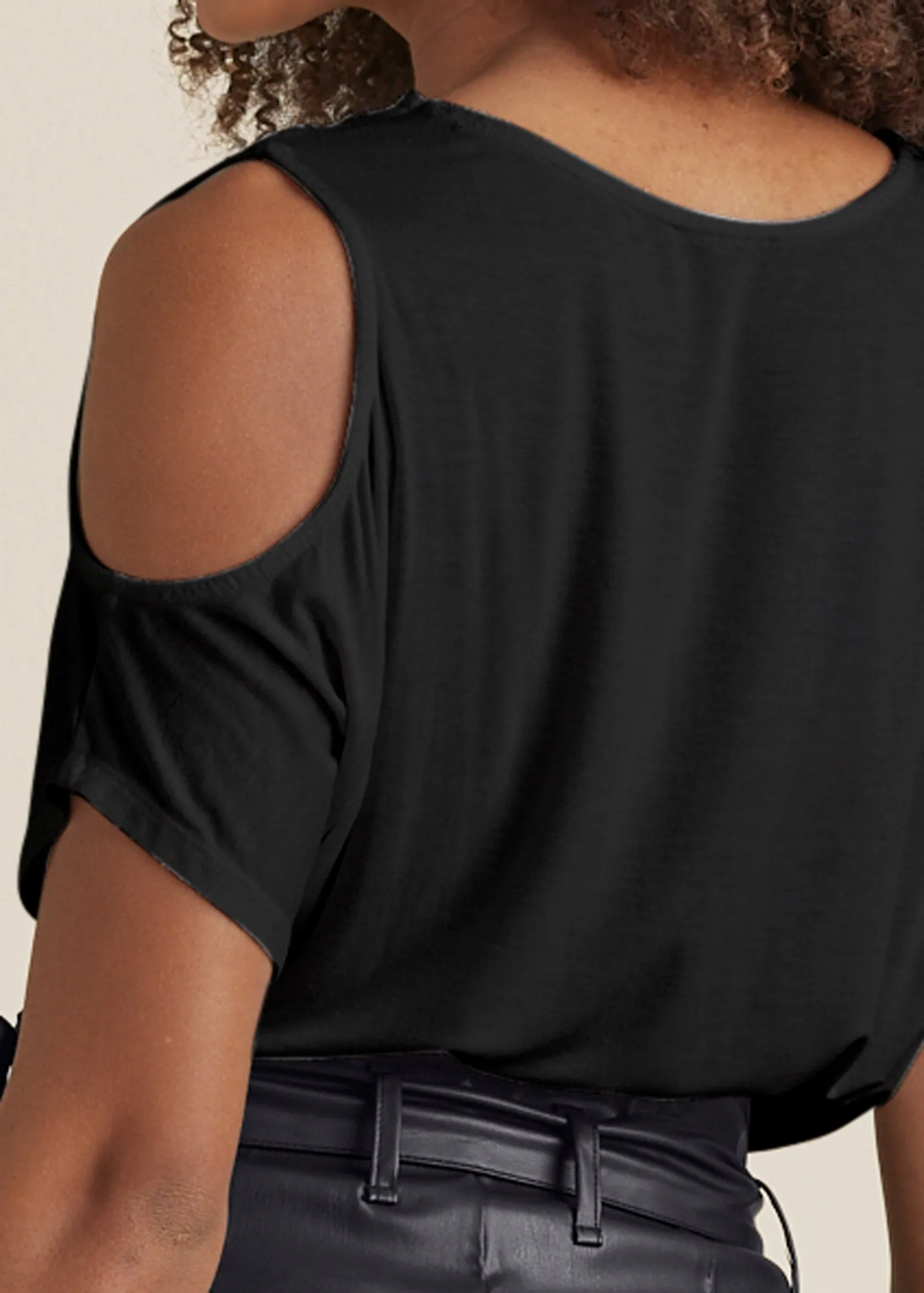 Cold-Shoulder V-Neck Top - Black sold by VENUS product image thumbnail 3