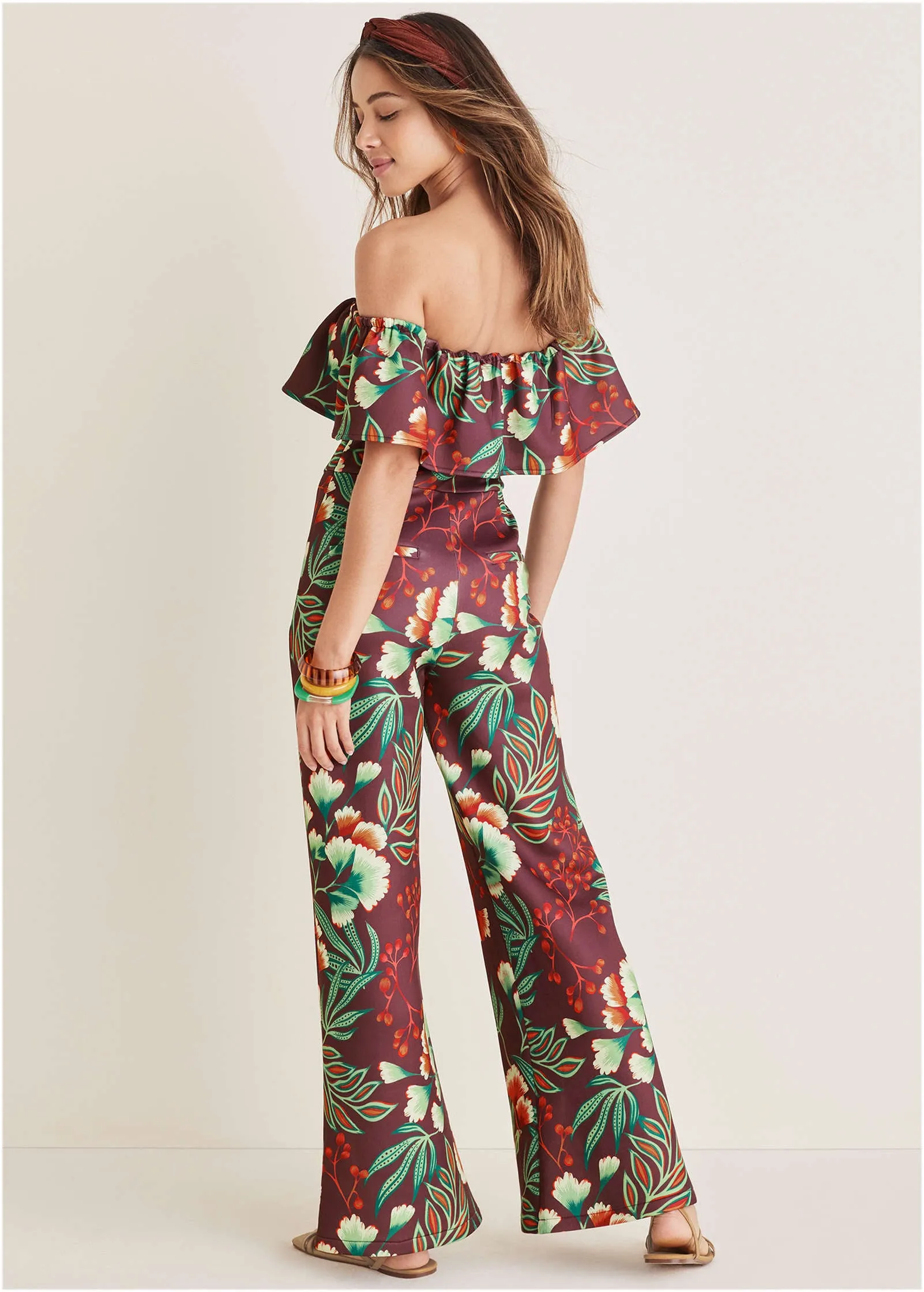 Off The Shoulder Jumpsuit - Lake Botanical sold by VENUS product image thumbnail 2