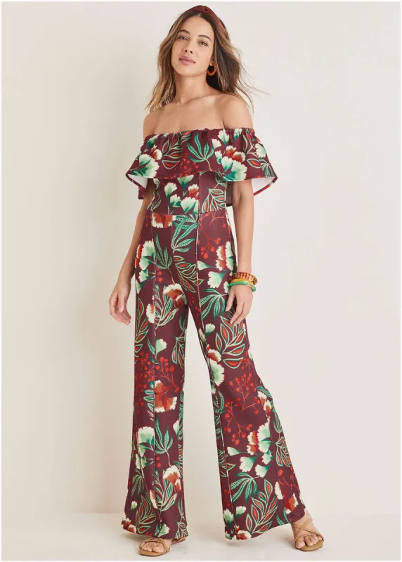 Off The Shoulder Jumpsuit - Lake Botanical sold by VENUS