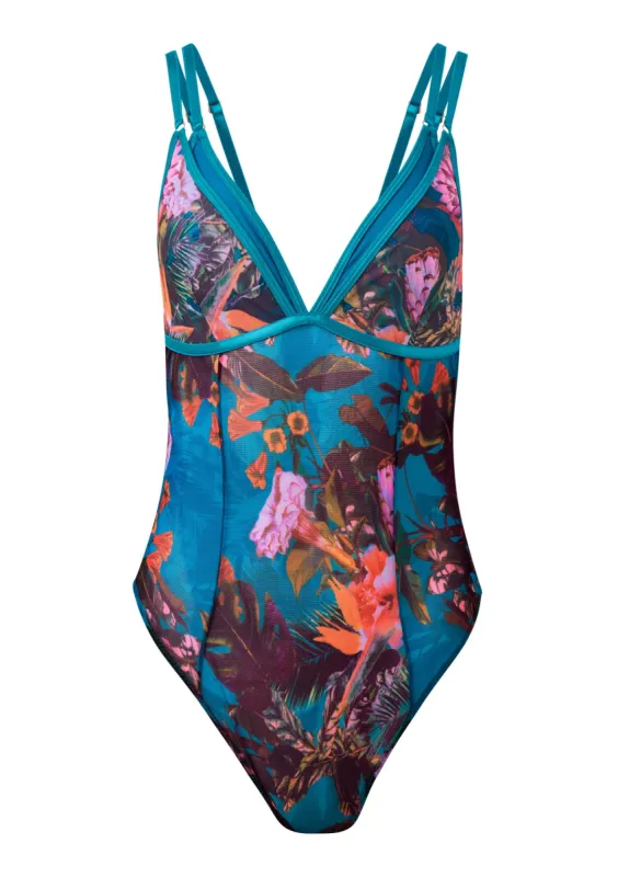 Double strap teddy  - Teal Florals sold by VENUS