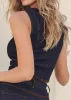 Button-Up Denim Corset Top - Medium Wash sold by VENUS