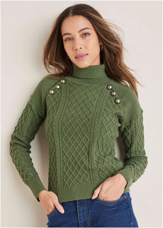 Military Button Sweater - Bronze Green made by VENUS