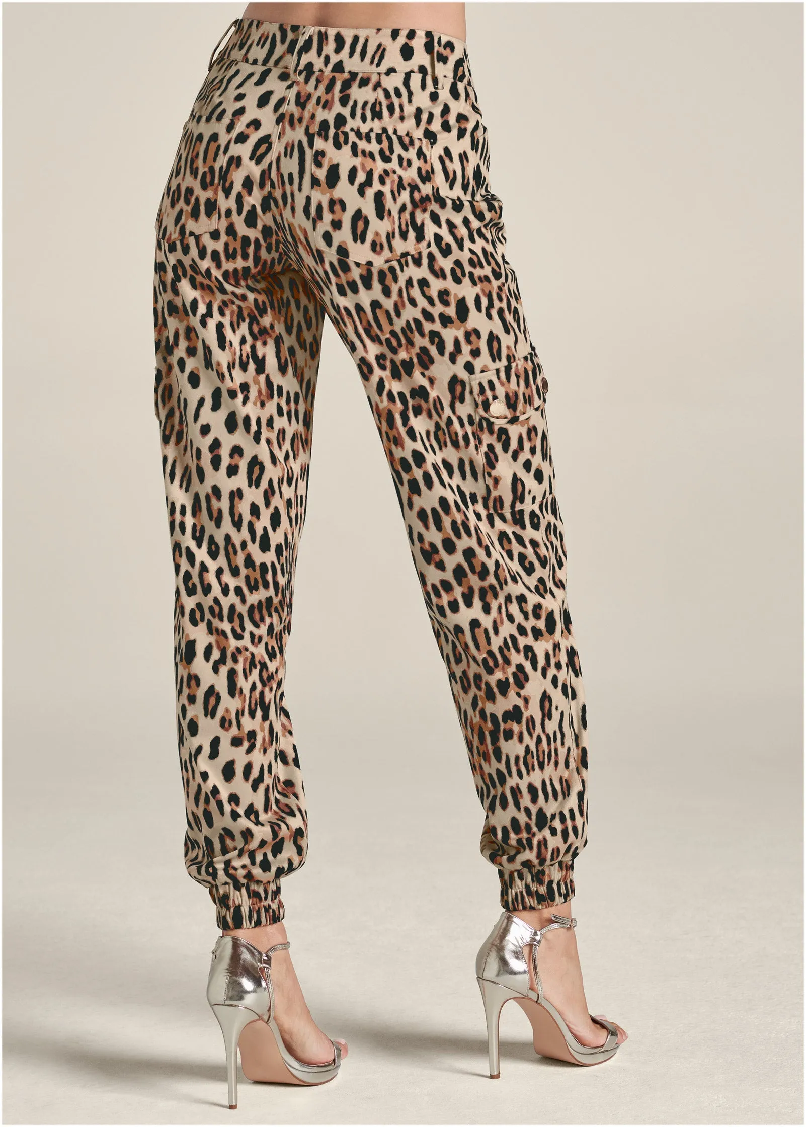 Faux Suede Leopard Print Cargo Pants - Brown Multi sold by VENUS product image thumbnail 2
