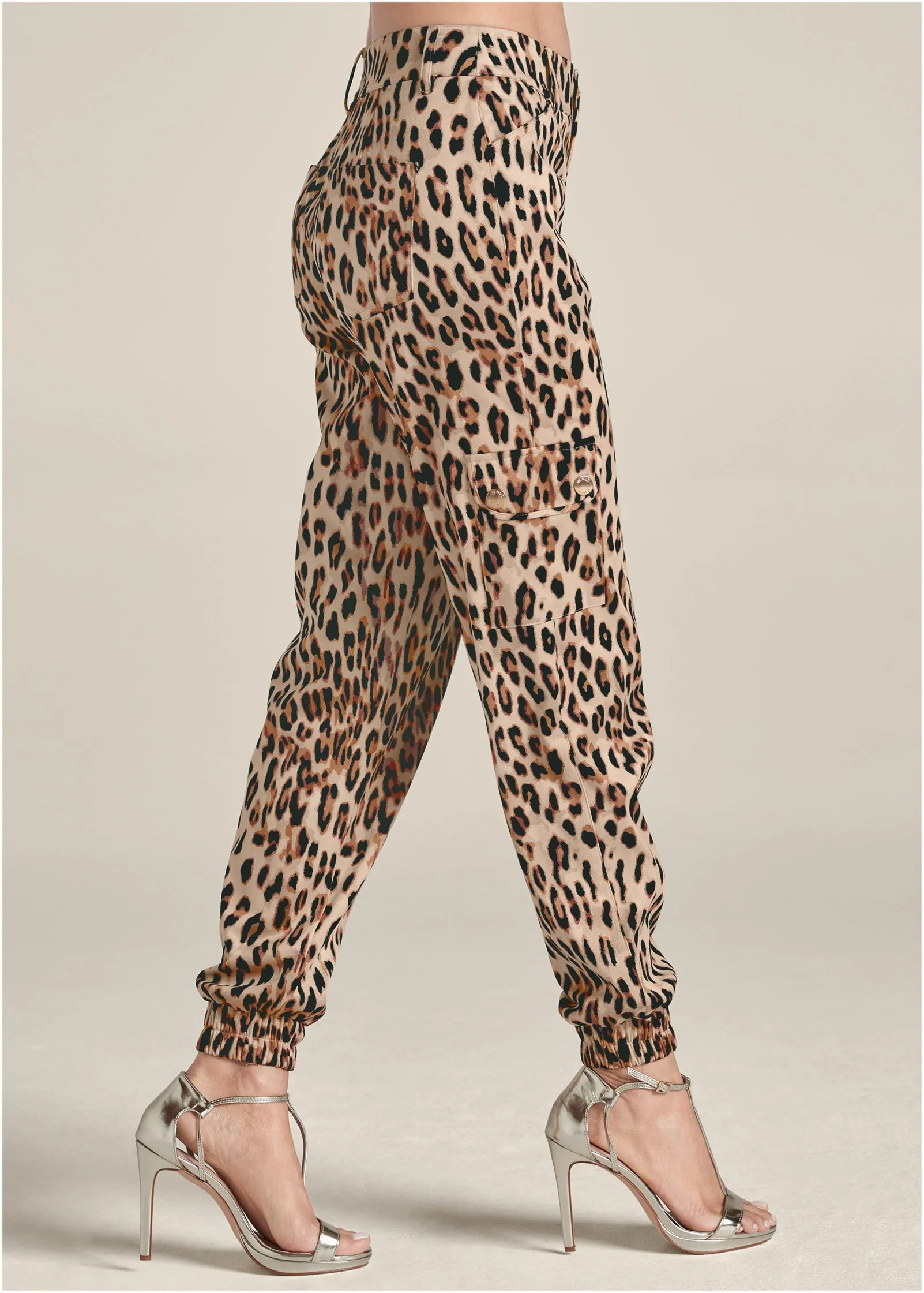 Faux Suede Leopard Print Cargo Pants - Brown Multi sold by VENUS product image thumbnail 3