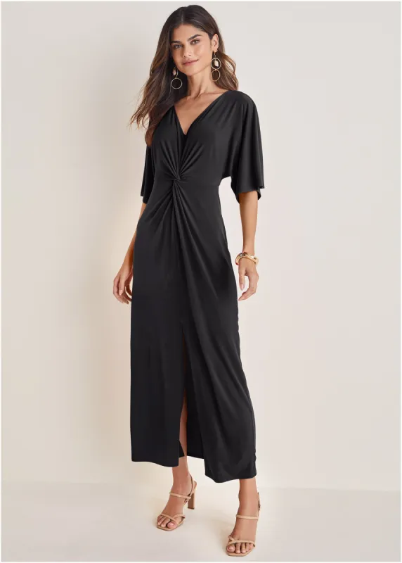 Twist Front Maxi Dress - Black sold by VENUS