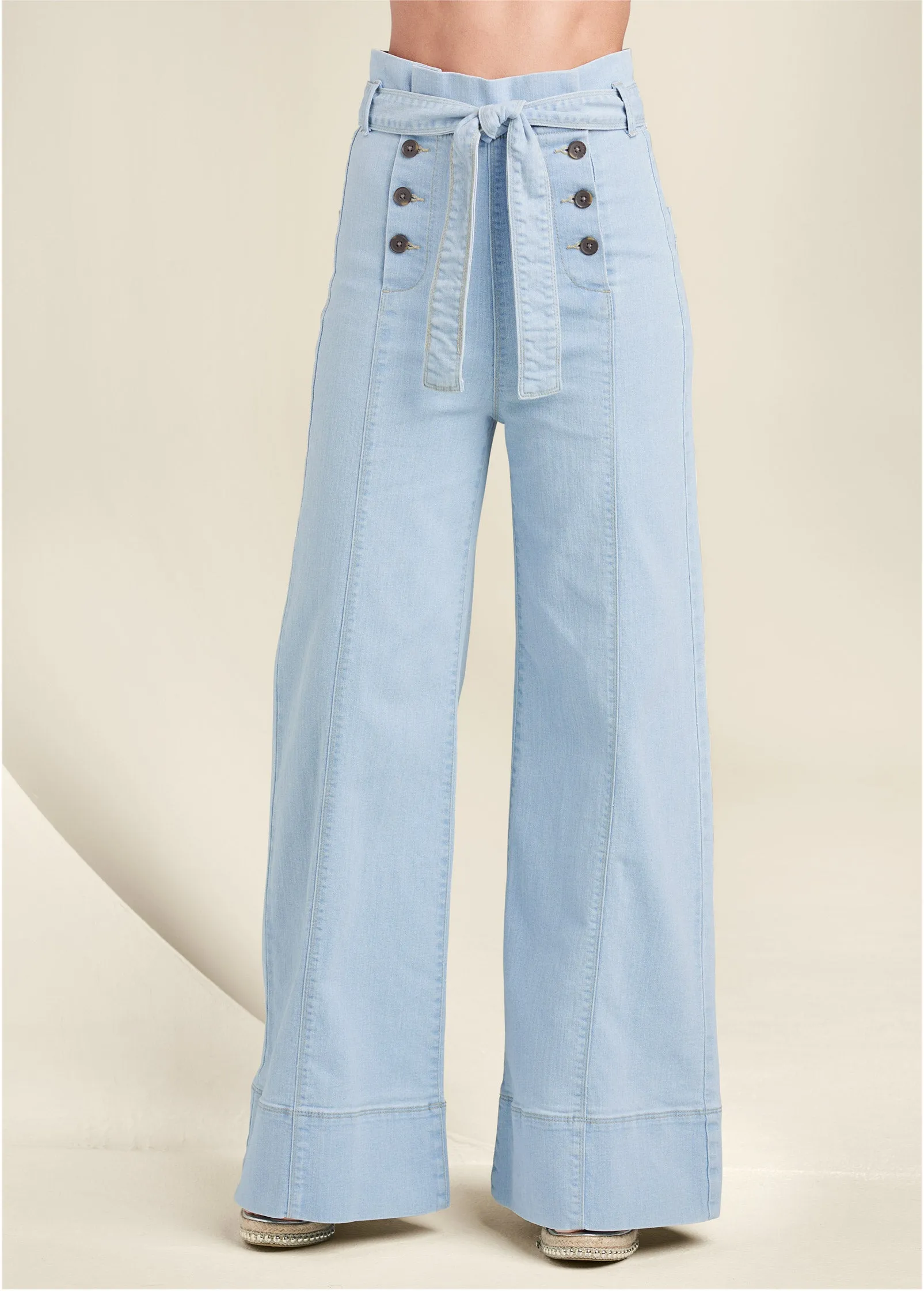 Flare Leg High Waist Jeans - Light Wash sold by VENUS