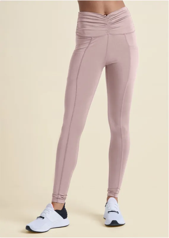 Ruched Waist Leggings - Tan sold by VENUS