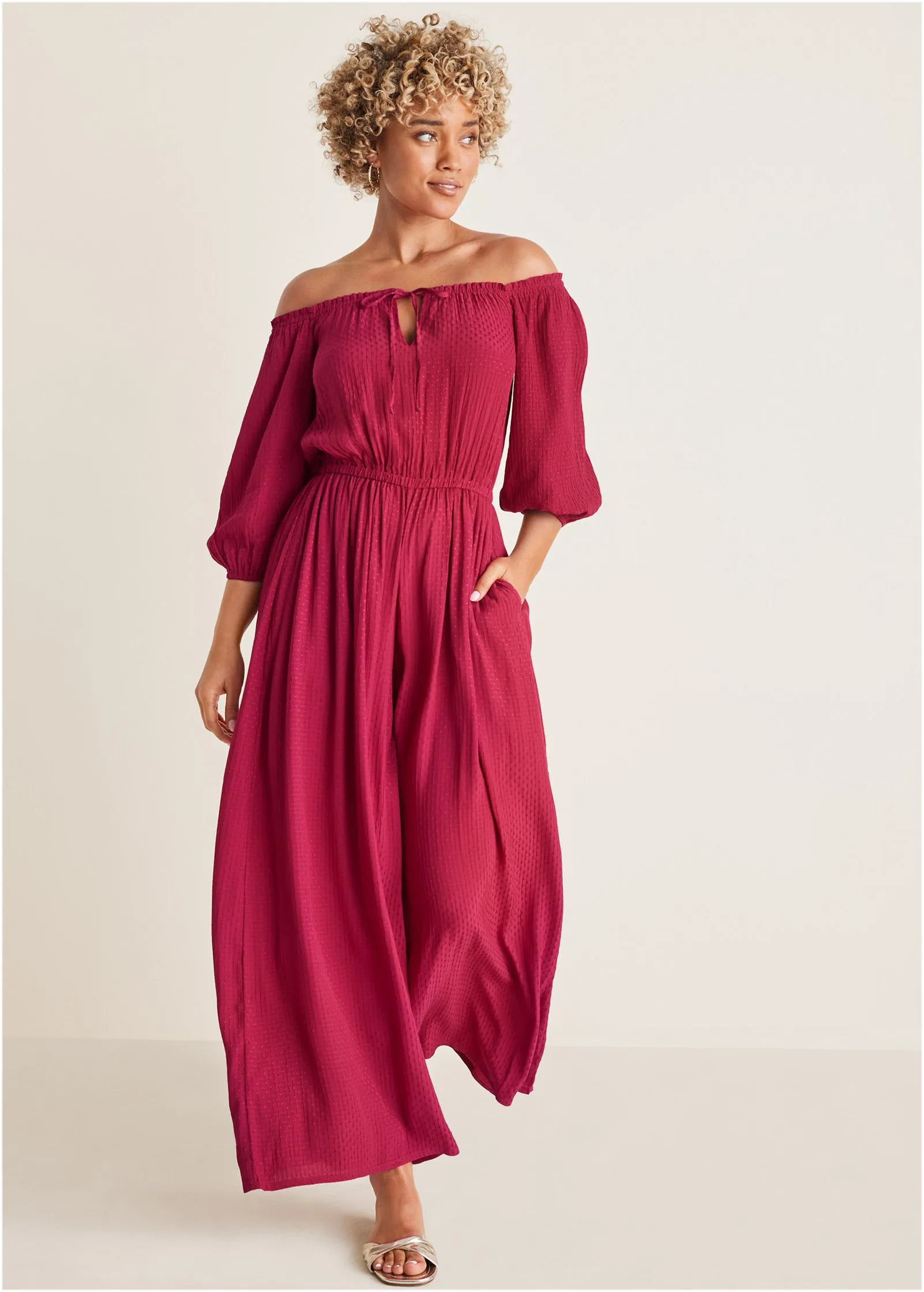 Off-The-Shoulder Jumpsuit - Red sold by VENUS product image thumbnail 5