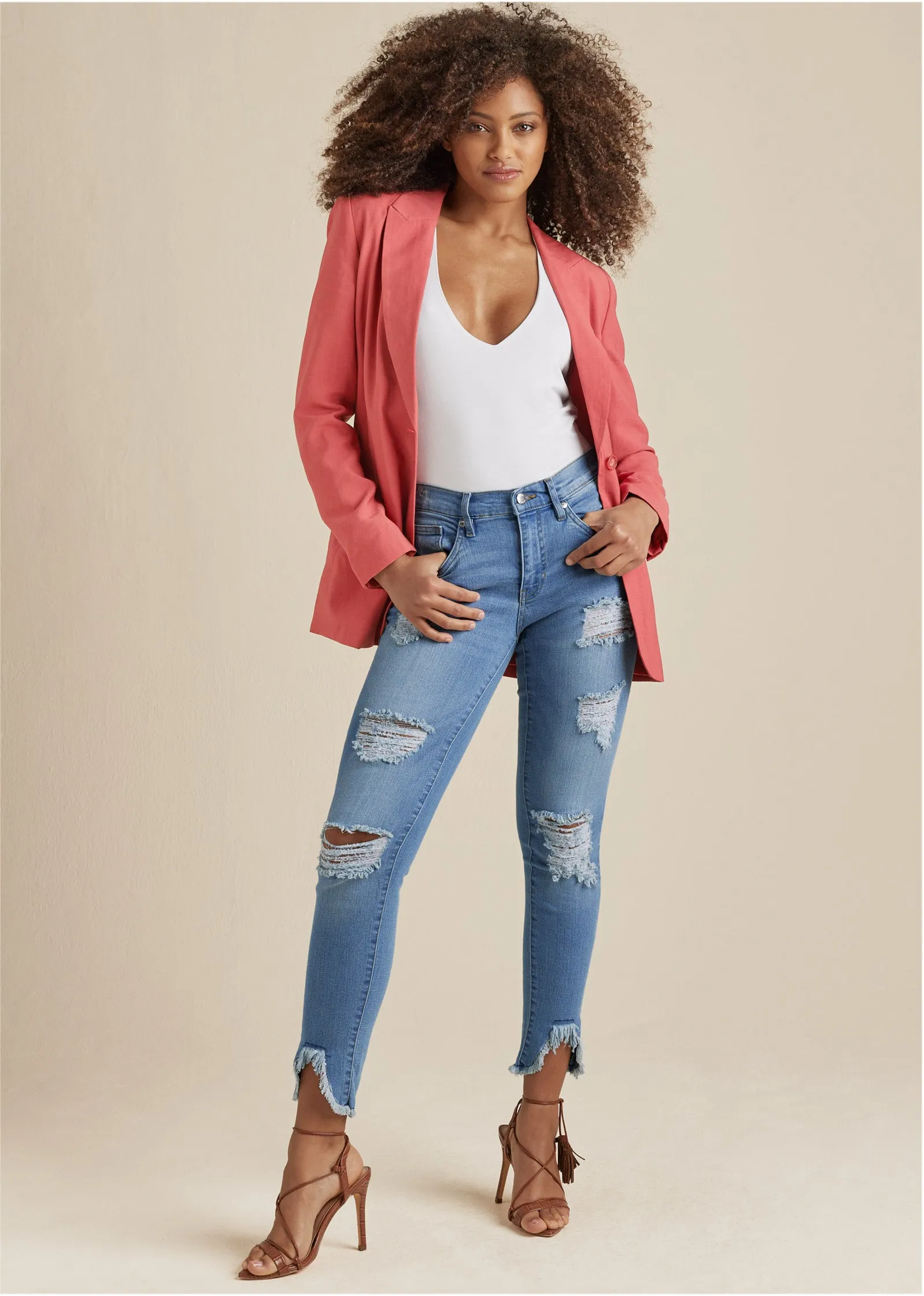 Button-Front Blazer - Rust sold by VENUS