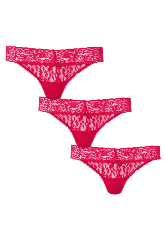 Pearl By VENUS® Allover Lace Thong 3 Pack - Shangri-Oh-La-La sold by VENUS