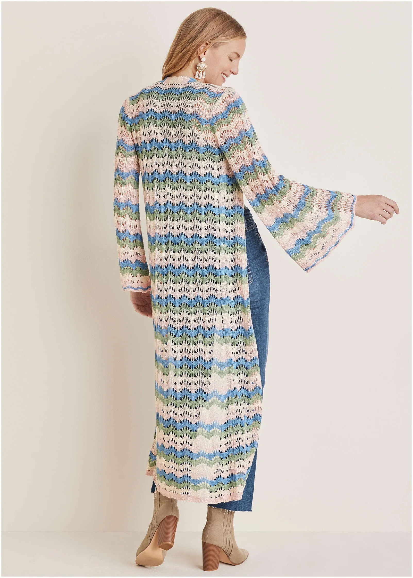 Pointelle Striped Duster - Stripe Multi sold by VENUS product image thumbnail 2