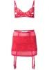 Open Cup Bra And Skirt Set - Dark Pink sold by VENUS