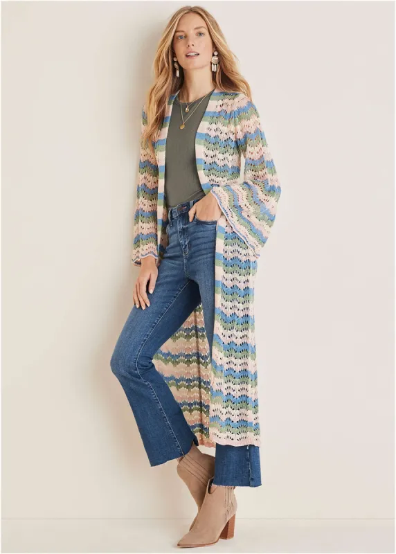 Pointelle Striped Duster - Stripe Multi sold by VENUS