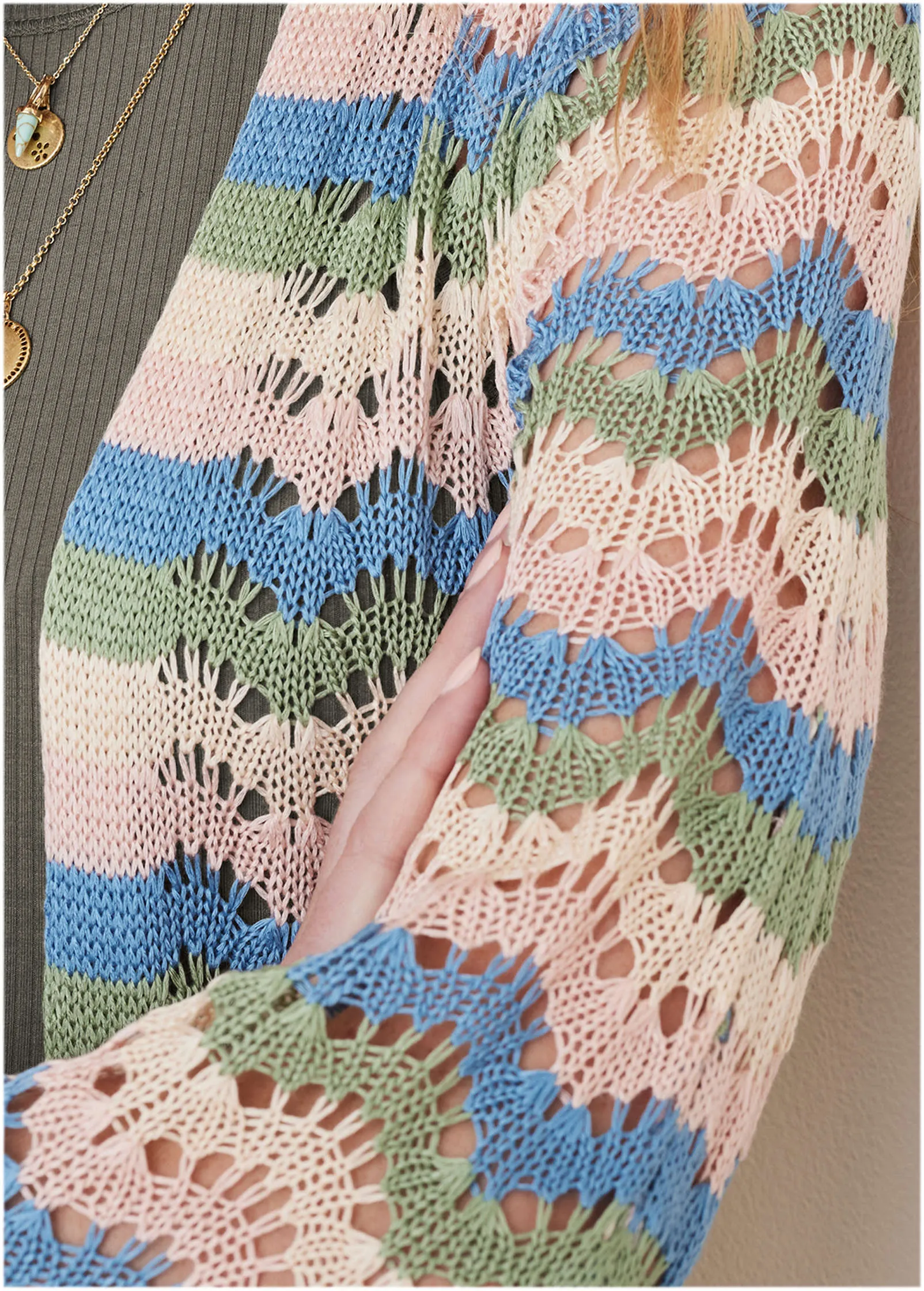 Pointelle Striped Duster - Stripe Multi sold by VENUS product image thumbnail 3