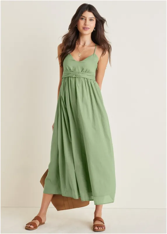 Spaghetti Strap Maxi Dress - Basil sold by VENUS